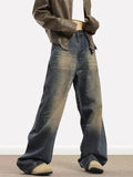 FOESCE 2025 New Vintage Blue Jeans Women High Waist Grunge Y2k 90s Streetwear Baggy Casual Korean Fashion Straight  Denim Trouser Women