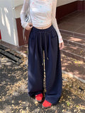 FOESCE Straight Wide Leg Loose Pant Women Fahsion 2025 Spring Summer New Baggy Sweatpants High Waist Csual Street Pants Chic Trousers