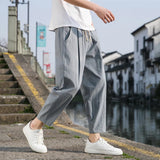 FOESCE Linen Wide Men Pants New Korean Trousers Oversize Linens Streetwear Male Spring Summer Pants Casual Men Clothing Sweatpants