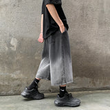 FOESCE Korean Fashion Men Gradient Denim Shorts Wide Leg  Jorts Jeans Man Summer Streetwear Oversize Casual Baggy Jeans Shorts