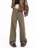 FOESCE Maillard Brown streetwear Jeans Men's and Women's American Straight Barrel Coffee Cleanfit plus size Pants harajuku fashion