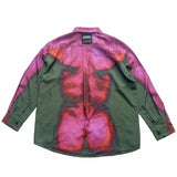 FOESCE Gradient Color Human Body Image Print Patchwork Shirts for Men and Women Streetwear Baggy Camisas Ropa Hombre Y2k Clothing