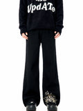 FOESCE 2025 New American Black Jeans Men's Embroidered Leg Profile Cleanfit Loose Casual Straight Leg Pants Women streetwear denim men