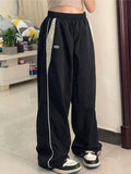 FOESCE Summer fashion trend retro personality Y2K hip-hop street trend Harajuku casual wide leg straight leg loose sports pants