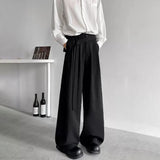 FOESCE Mens Trousers Ribbons Y2k Casual Pants Spring Streetwear Fashion Harajuku Plain Wide-Leg Pants Old Money Men'S Clothing 2025 New