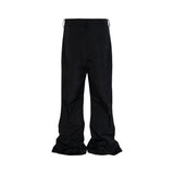FOESCE High Street Black Boot Cut Mens and Women Wide Leg Baggy Flare Pants Oversized Ropa Hombre Casual Loose Black Trousers