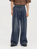 Baggy Jeans Men Distressed Denim Wide Leg Pants Pleated Oversize Hip Hop Trousers Male Korean Streetwear Men Clothing
