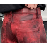 FOESCE Men Streetwear Fashion Hip Hop Punk Gothic Vibe Casual Straight Leather Pant Man Y2k Trousers Motorcycle Pants Stage Clothing