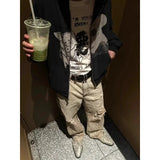 Striped Old Damaged Corduroy Work Pants Fashion High Street Retro Straight Casual Pants