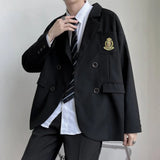 FOESCE Mens Dk Uniform Casual Suit Jacket Youthful Trend Versatile College Style Temperament High School Student Jacket Men'S Clothing
