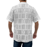 FOESCE Mens Mesh Hollow Perspective Lace Shirt 2025 Summer Sexy Breathable Casual Beach Vacation Personality Short-Sleeve Mens Tops