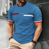 FOESCE Fashion Summer 3D Stripe Letter Print Men's T Shirt Hip Hop Trend Harajuku Streetwear Casual O-neck Oversized T-shirts Men Tops