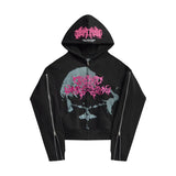 FOESCE Gothic Retro Letter Print Picture Hip Hop Hoodie for Men's Clothing Y2k Harajuku Vintage Long Sleeves Loose Hoodies Sweatshirts