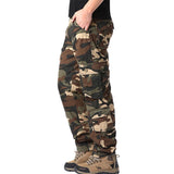 FOESCE Men's Tactical Camouflage Overalls High-Quality Cotton Multi-Pocket Trousers Sports Training Casual Work Pants