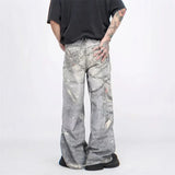 FOESCE New 3D Chain Printed Baggy Jeans For Men And Women Casual Baggy Straight Denim Pants High Street Wide-leg Y2K Blue Jean