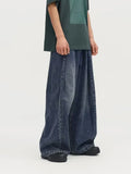 Baggy Jeans Men Distressed Denim Wide Leg Pants Pleated Oversize Hip Hop Trousers Male Korean Streetwear Men Clothing