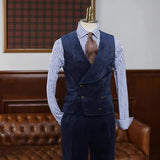 FOESCE Double Breasted Gilet Men Suede Steampunk Shawl Collar Vest Male Customizable Men's Vests Slim Male Suit Luxury Men's Suits