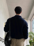 FOESCE 2025 New Autumn Winter Loose Casual Versatile Knitwear Korean Trend Dongda Gate Sweater Turn-down Collar Open Cardigan