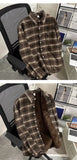 Men's Long Sleeve Fleece-lined Plaid Shirt American Style Vintage Casual Trendy Loose-fit Jacket For Autumn Winter