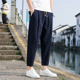FOESCE Linen Wide Men Pants New Korean Trousers Oversize Linens Streetwear Male Spring Summer Pants Casual Men Clothing Sweatpants