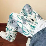 Foesce Bear printed pants men's summer thin American high street fashion brand niche design sense large size loose casual pants