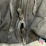 FOESCE Winter Hiphop Street THUG CLUB Jacket Star Moon Metal Logo Stitching Line Zipper Hoodies Men Women Masked Hooded Sweatshirts