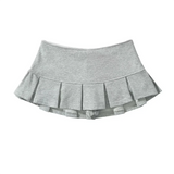FOESCE Xpqbb Fashion Low Waist Mini Skirt Women 2025 New Vintage Side Zip A Line Y2K Short Skirts Female Sexy Girls Hot Pleated Skirt