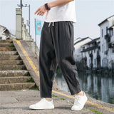FOESCE Linen Wide Men Pants New Korean Trousers Oversize Linens Streetwear Male Spring Summer Pants Casual Men Clothing Sweatpants
