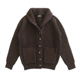 FOESCE Sauce Zhan Mens Sweater Cardigans for Man Sweatercost Pure Heavy Sheep Wool for Winter Vintage Shawl Colla Slim Fit