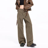 FOESCE Maillard Brown streetwear Jeans Men's and Women's American Straight Barrel Coffee Cleanfit plus size Pants harajuku fashion