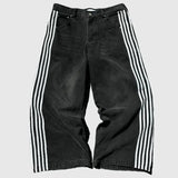 FOESCE Y2K baggy men Jeans NEW Splicing embroidery Striped high quality Jeans Harajuku men women Hip Hop streetwear Casual Loose jeans