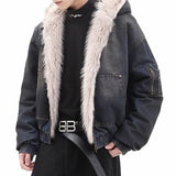FOESCE Mens Fashion Trend Thickened Denim Jacket Hooded Jacket Autumn Winter American Street Handsome Hip-Hop Y2k Jacket Mens Clothing