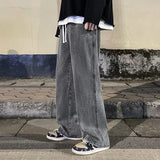 FOESCE Korean Fashion Classic Jeans Men's Four Seasons Loose Straight Wide Leg Pants Street Hip-Hop Baggy Student Unisex Pants