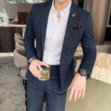 FOESCE Boutique Plus Size 7XL Men's Blazer Fashion Business Italian Style Linen Leisure Wedding for Office Workers Assembling A Blazer