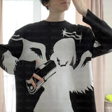 Y2K Unisex Pullovers Sweaters Angel raises gun Knitted Streetwear Maiden Oversized Harajuku O Neck Knitwear Men Women's Clothing