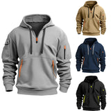 FOESCE 2025 New Multi Pocket Zipper Fleece Hooded Casual Shirt for Men and Women Plus Size Loose Pullover Fashion Sweatshirt top