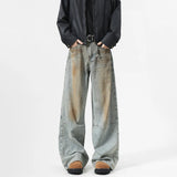 FOESCE 2025 Men's Jeans baggy Denim pants Loose Fit Casual Style American Streetwear Straight Novel design Leg Pants Trendy Brand