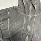 FOESCE Winter Hiphop Street THUG CLUB Jacket Star Moon Metal Logo Stitching Line Zipper Hoodies Men Women Masked Hooded Sweatshirts