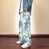 FOESCE American High Street Casual Pants Men's Tie-dye Bear Graffiti Casual Loose Wide-leg Pants Trendy Brand Niche Mopping Trousers