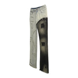 FOESCE Mr. Black, avant-garde and cutting-edge design, heterochromatic stitching, tattered beggar pants, with slight ruffled edges, and
