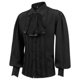 FOESCE Men Dress Shirts Long Sleeve Vampire Renaissance Steampunk Gothic Ruffled Vintage Medieval Shirts Men Clothing Chemise Male