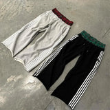FOESCE Y2K pants vintage Harajuku double Embroidered waist Sweatpants Men Wome Hip Hop Casual High waisted Wide Leg Pants Streetwear