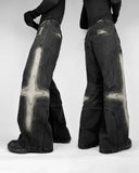 Foesce Street Vintage New Fashion Washed Old Black Baggy Jeans Men Y2K Harajuku Hip Hop Pop Gothic Leisure High Waist Wide Leg Trousers