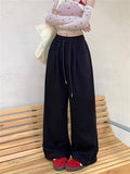 FOESCE Straight Wide Leg Loose Pant Women Fahsion 2025 Spring Summer New Baggy Sweatpants High Waist Csual Street Pants Chic Trousers