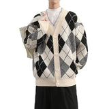 FOESCE Autumn Men's Luxury Knitted Printed Buttons Cardigan Sweater Long Sleeve Casual Streetwear Loose Stylish Leisure Coat