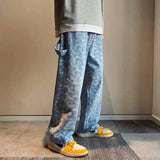FOESCE Summer thin men's fashion famous brand versatile loose straight Summer wide leg pants clothes streetwear hiphop denim New 2025