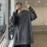 Y2K Oversized Mens Sweater Korean Fashion Knitted Pullovers Hoodie Autumn Casual Versatile Pure Top Men's Clothing Unisex 2024
