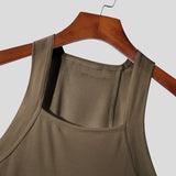 FOESCE 2025 Fashion Men Tank Tops Solid O-neck Sleeveless Skinny Tops Tees Vacation Casual Vests Streetwear Men Sexy Fitness Camisole