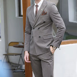 FOESCE Fashion striped suit men's business leisure banquet wedding dress professional formal suit men's suit