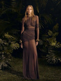 FOESCE Articat Elegant Mesh Patchwork Long Sleeve Bodycon Party Club Evening Dress Sexy Double Layer Perspective Vestido Autum Clothing
